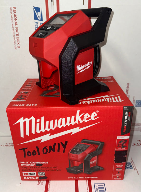 Milwaukee M12 Compact Inflator. Model #2475-20.