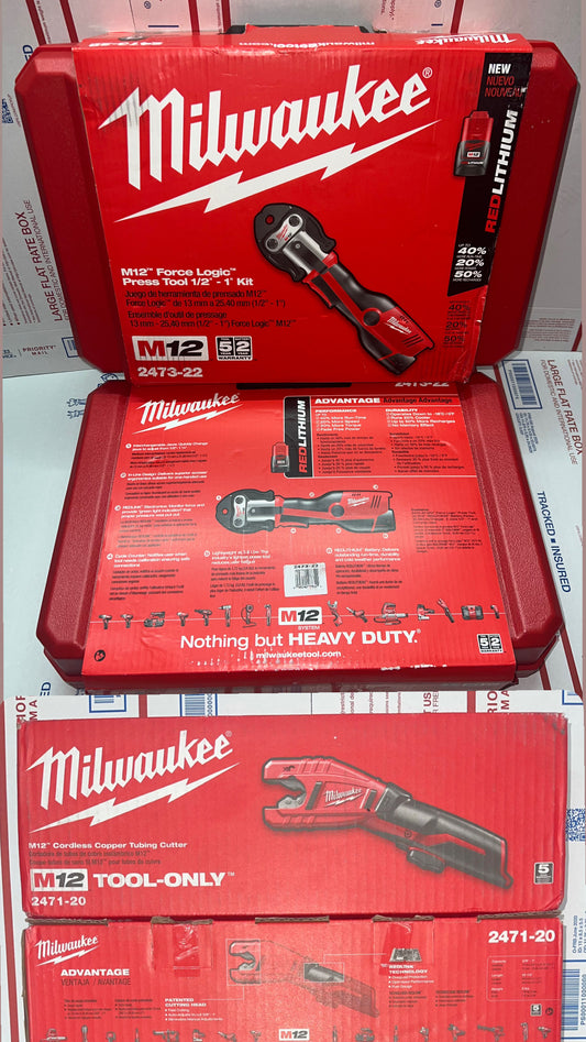 Milwaukee M12 Force Logic Copper Press Tool Kit w/M12 Copper Cutter Tool Bundle!
