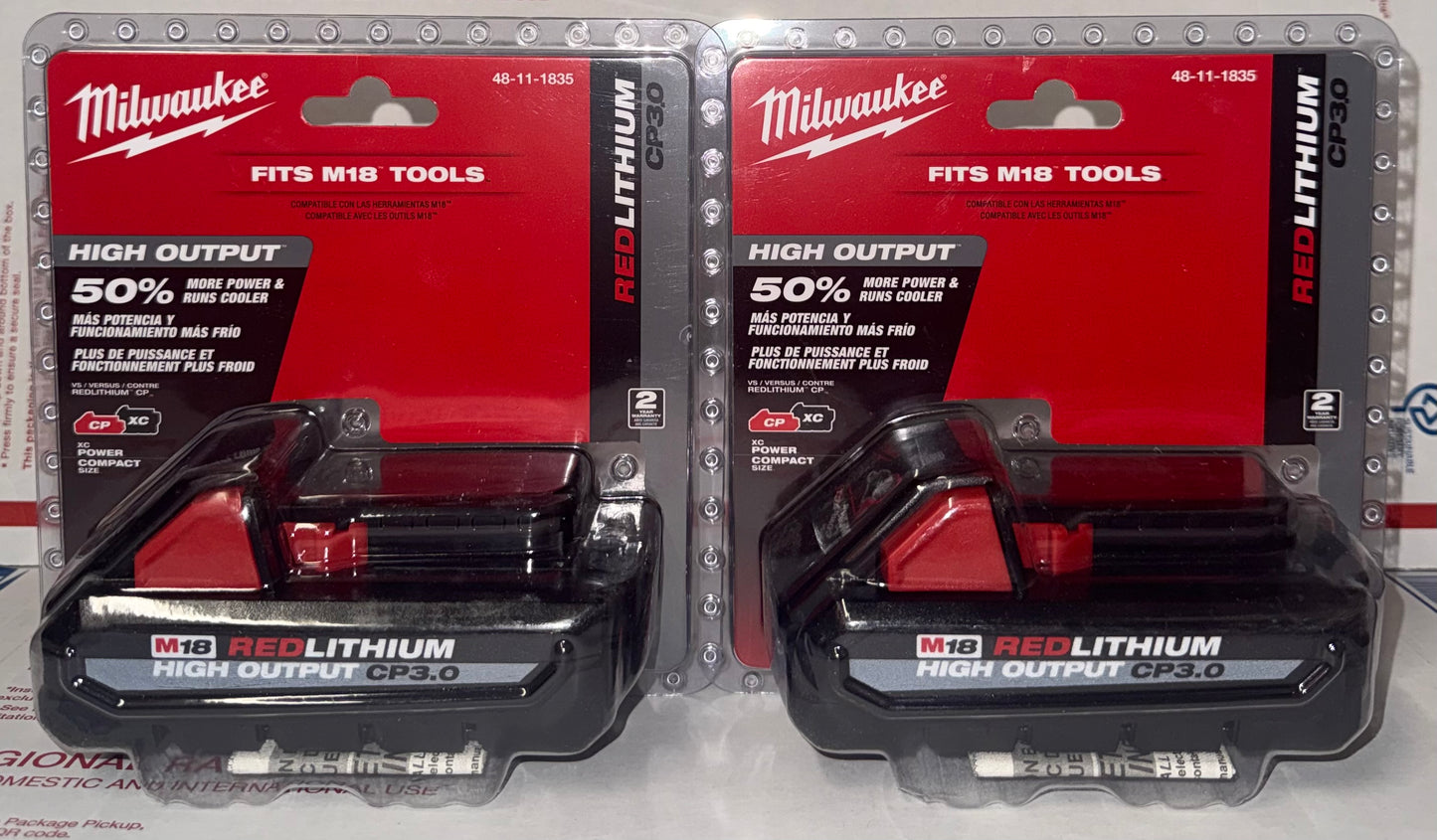 Milwaukee M18 CP3.0 High Output Battery Set of 2! Model #48-11-1835(X2)