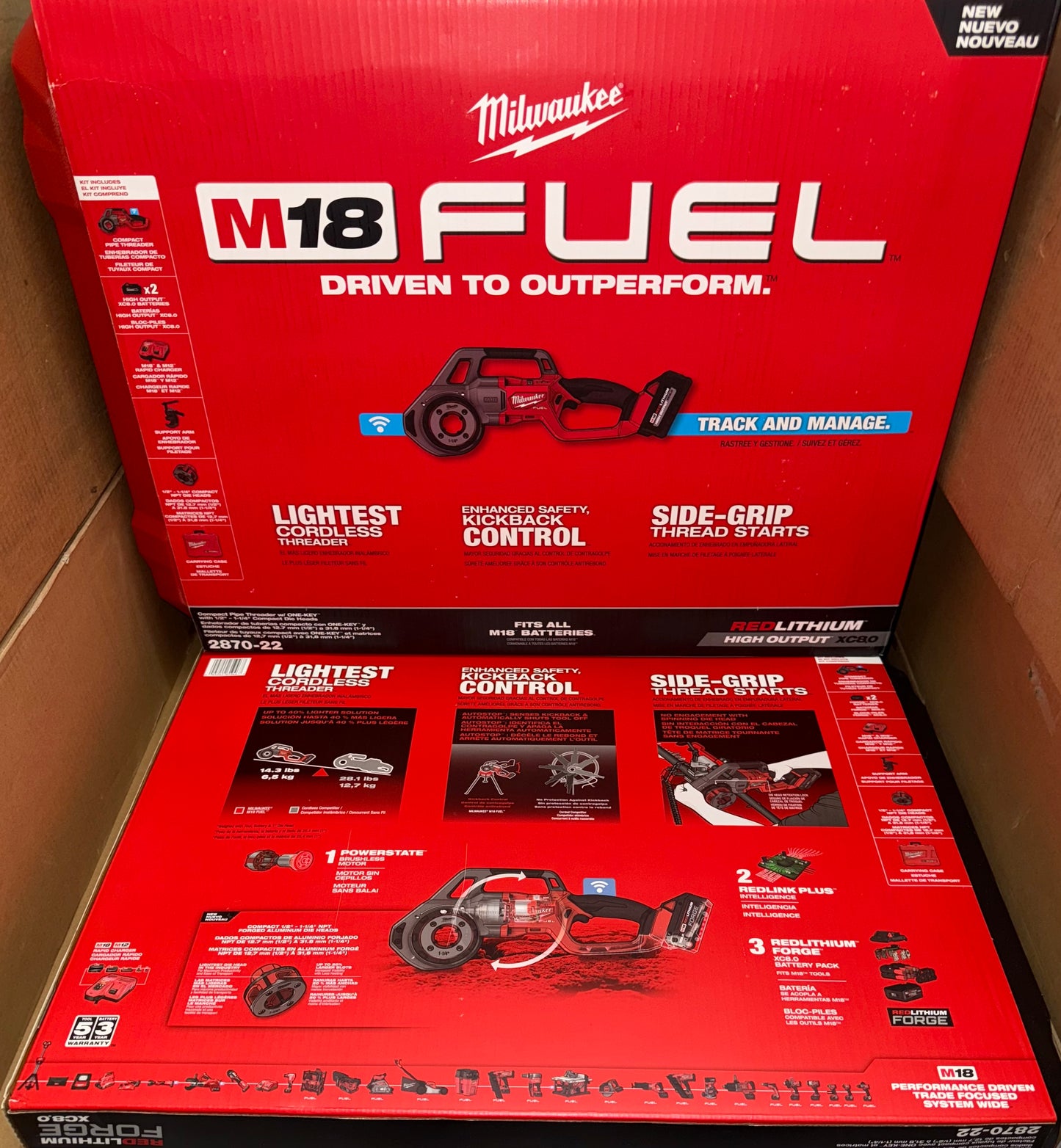Milwaukee M18 Fuel Compact Pipe Threader w/One Key Kit. 1/2”-1-1/4” Dies Included. Model #2870-22