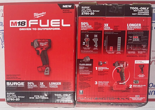Milwaukee M18 Fuel SURGE 1/4” Hex Hydraulic Driver. Model #2760-20