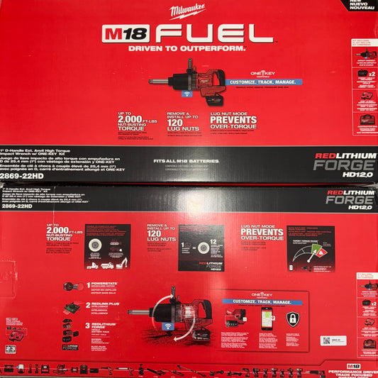 Milwaukee M18 Fuel 1” Extended Anvil High Torque Impact Wrench w/One Key Kit. Model #2869-22HD