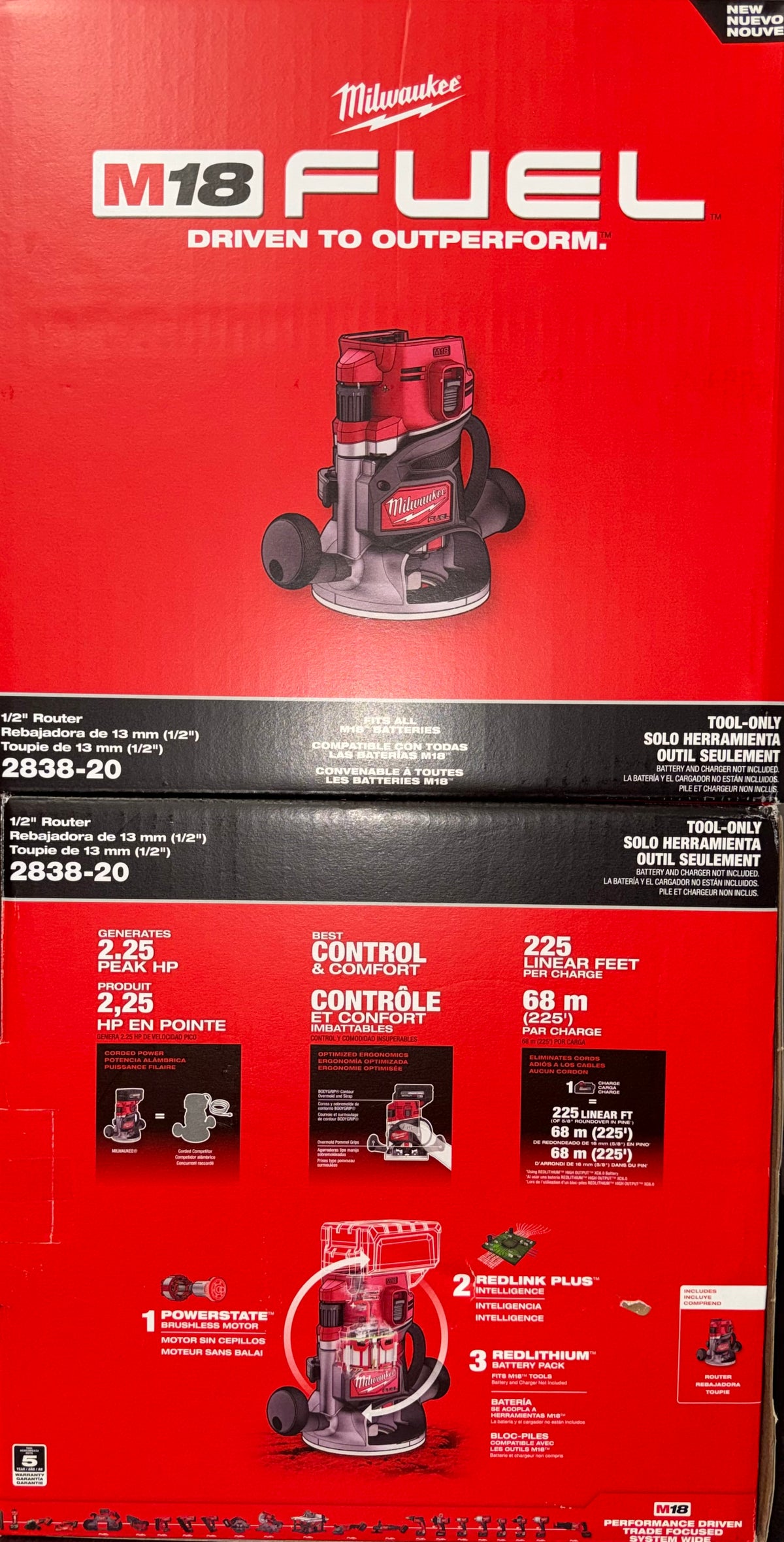 Milwaukee M18 Fuel 1/2” Router. Model #2838-20