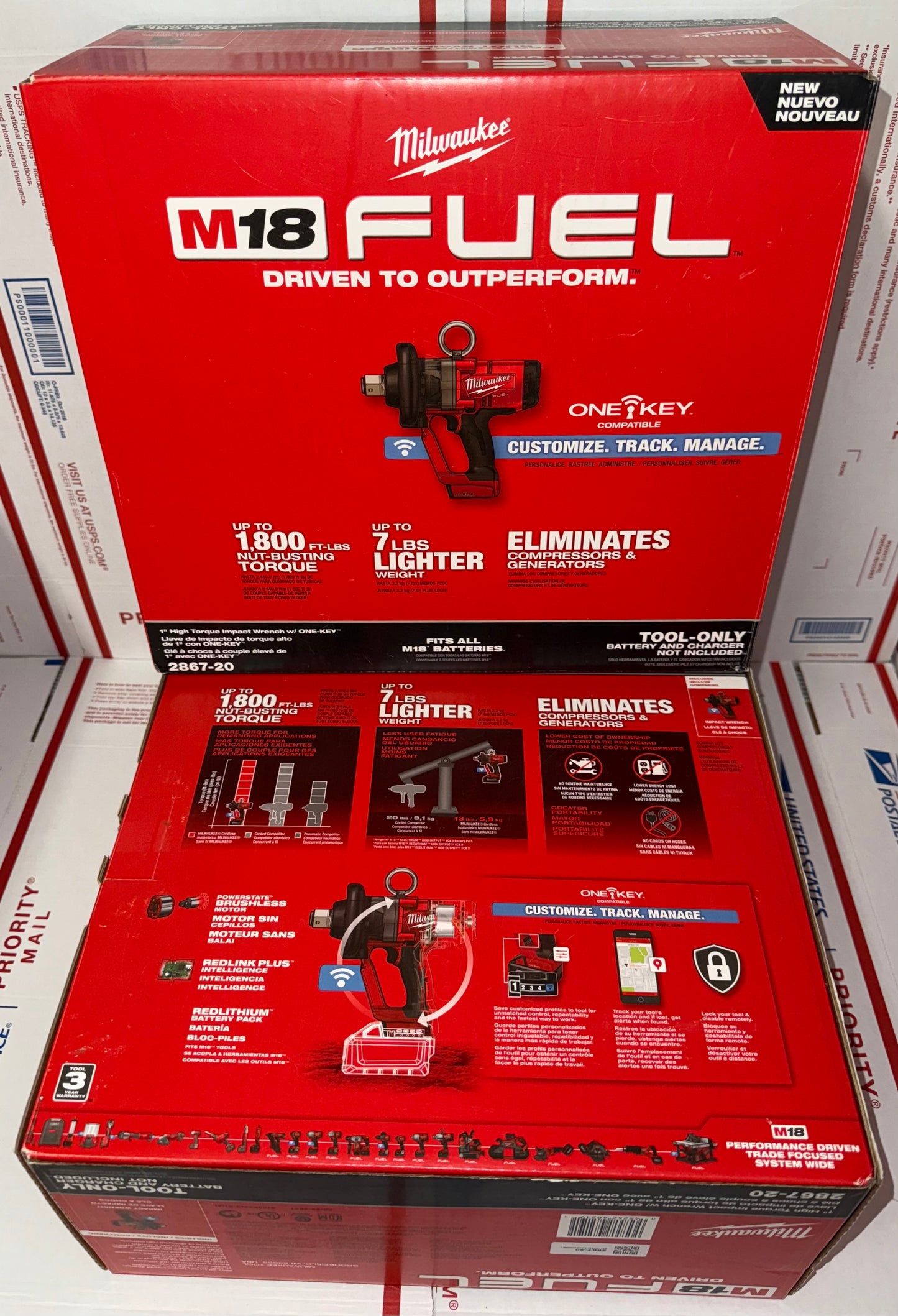 Milwaukee M18 Fuel 1” High Torque Impact Wrench w/One Key. Model #2867-20