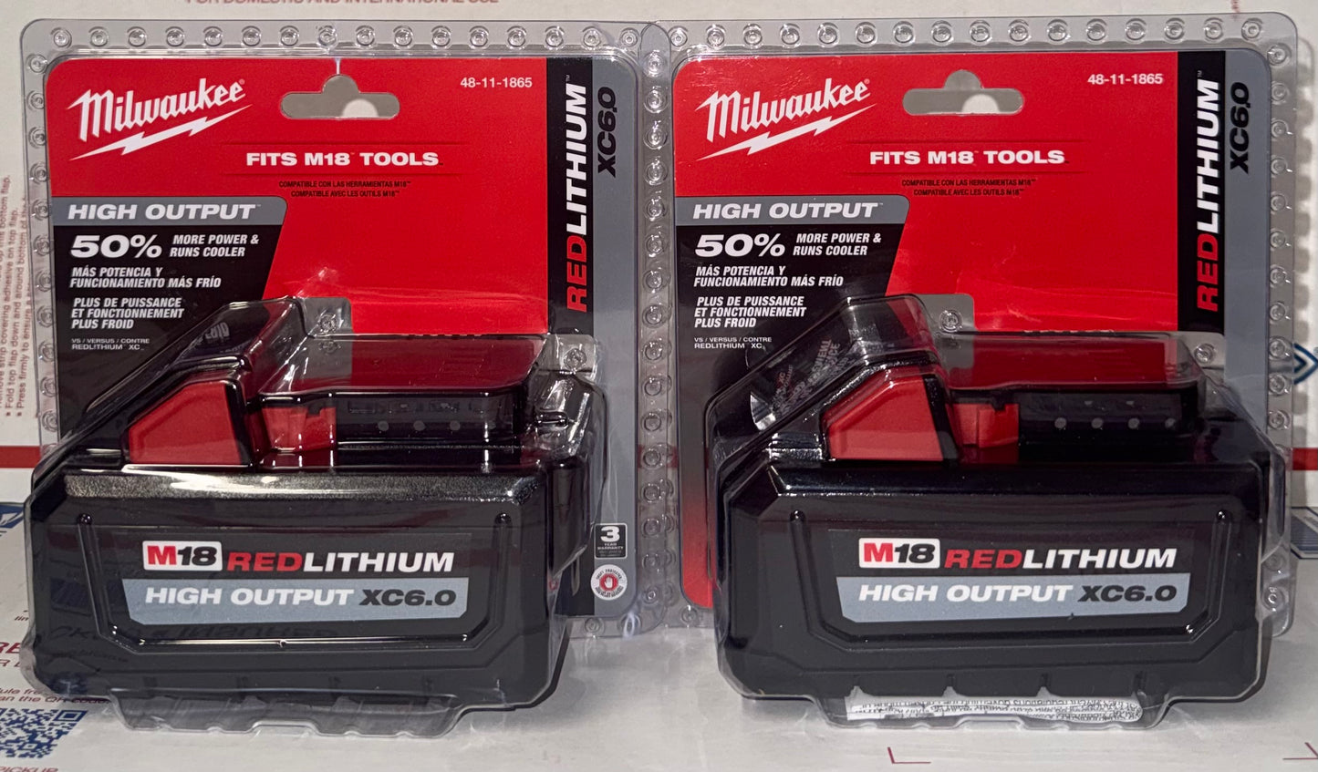 Milwaukee M18 XC6.0 High Output Battery Set of 2! Model #48-11-1865(X2)