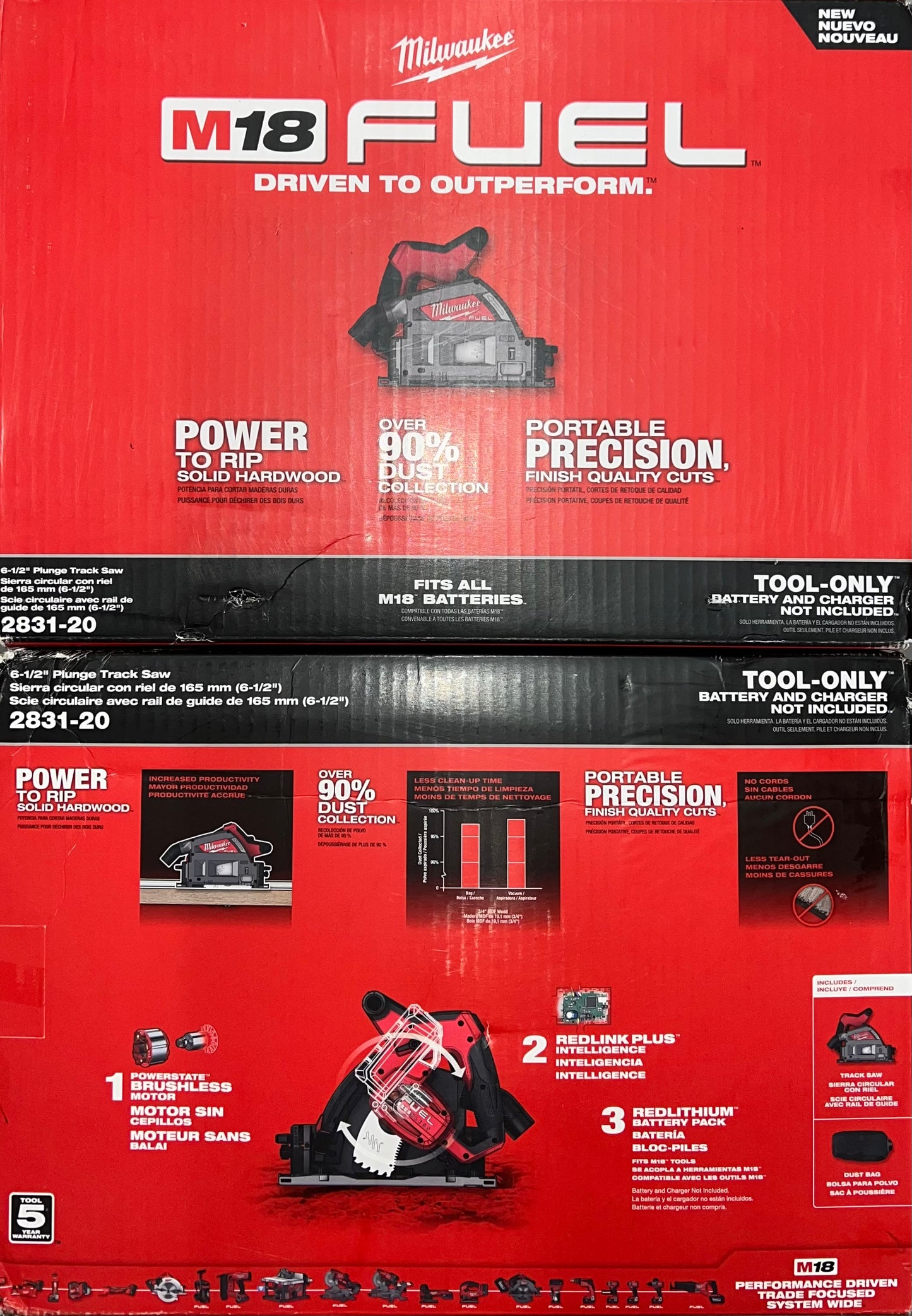 Milwaukee M18 Fuel 6-1/2” Plunge Track Saw Tool. Model #2831-20