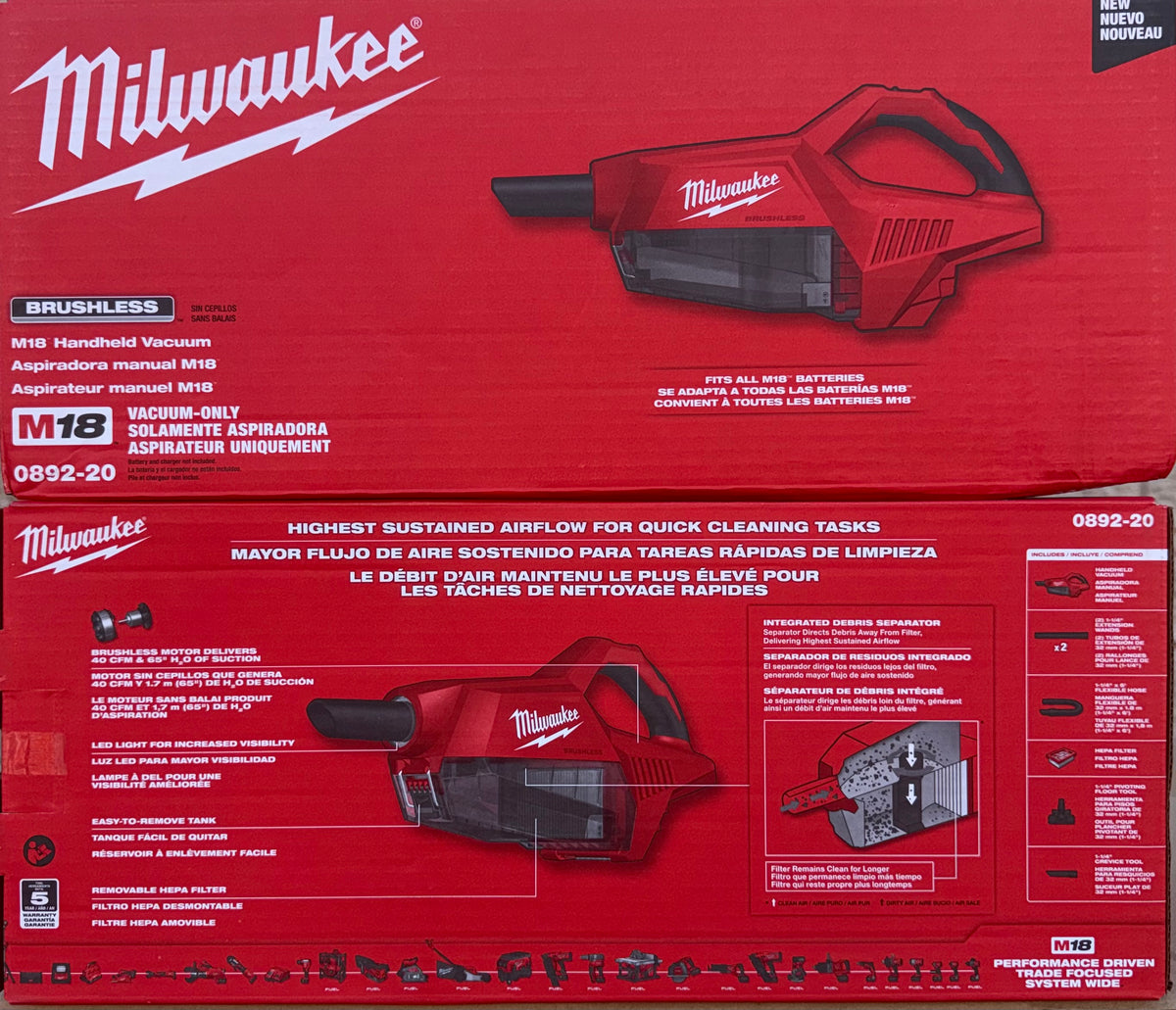 Milwaukee M18 Brushless Handheld Vacuum. Model #0892-20