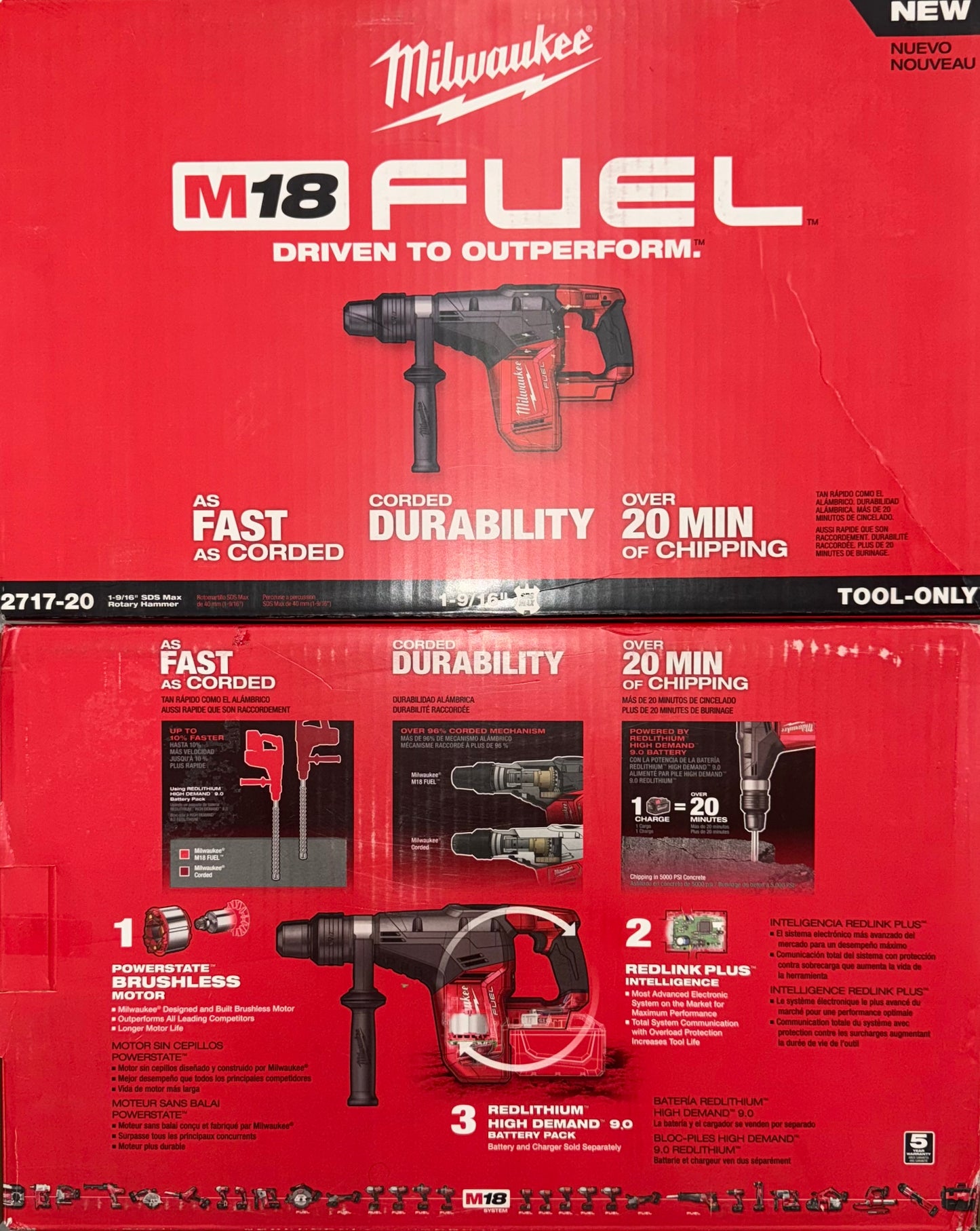 Milwaukee M18 Fuel 1-9/16" SDS MAX Rotary Hammer Drill. Model #2717-20