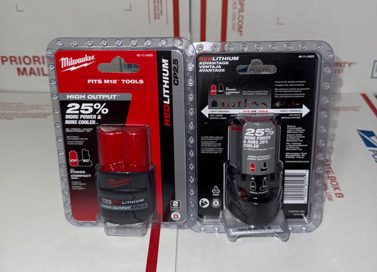 Milwaukee M12 REDLITHIUM CP2.5 High Output Battery. Model #48-11-2425. (1 Battery)