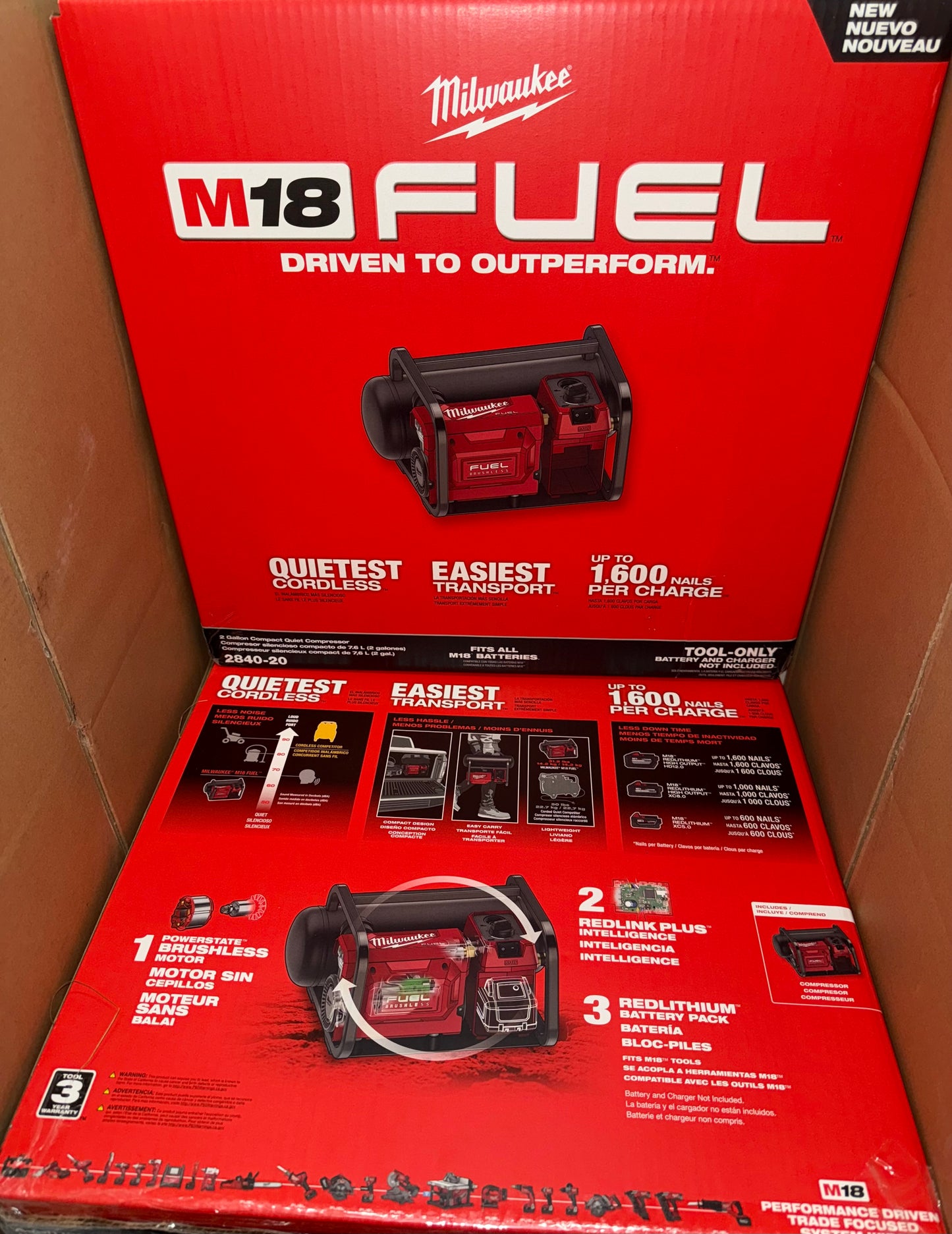 Milwaukee M18 Fuel 2-Gallon Compact Quiet Compressor. Model #2840-20