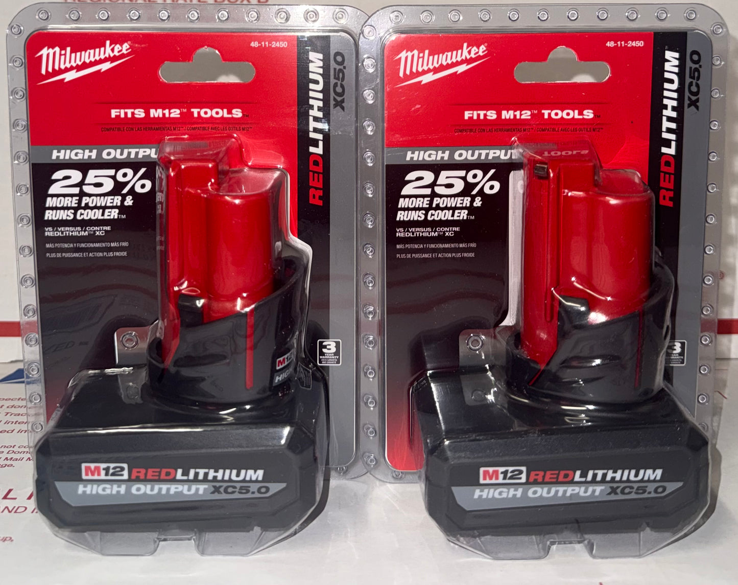 Milwaukee M12 XC5.0 High Output Battery Set of 2! Model #48-11-2450(X2)