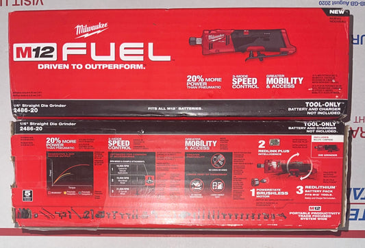 Milwaukee M12 Fuel 1/4" Straight Die Grinder. Model #2486-20