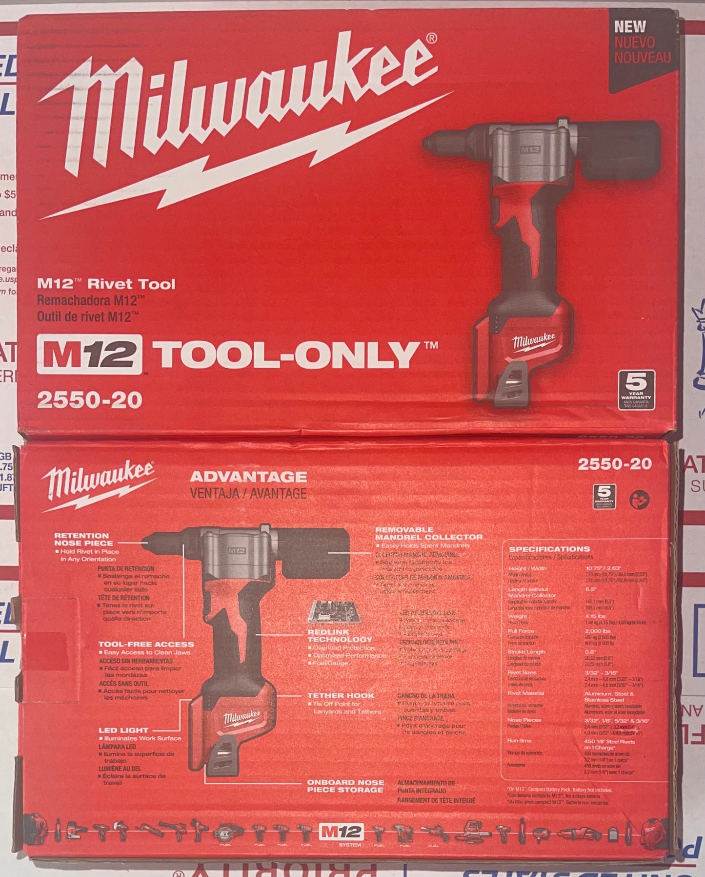 Milwaukee M12 Rivet Tool. Model #2550-20