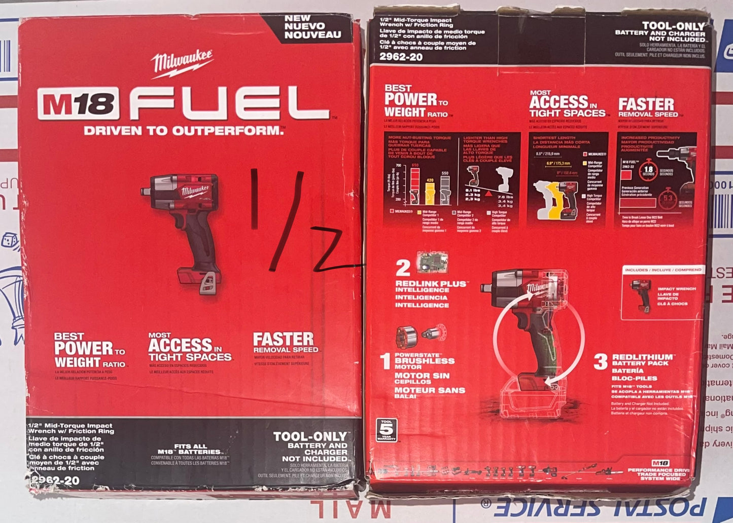 Milwaukee M18 Fuel 1/2” Mid Torque Impact Wrench w/Friction Ring. Model #2962-20