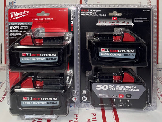Milwaukee M18 REDLITHIUM XC6.0 High Output Battery Two Pack. Model #48-11-1862