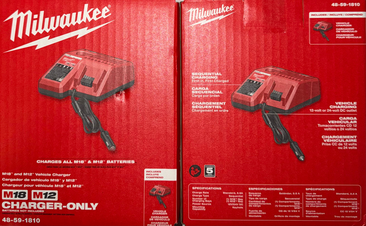 Milwaukee M18/M12 Vehicle/Car Charger. Model #48-59-1810