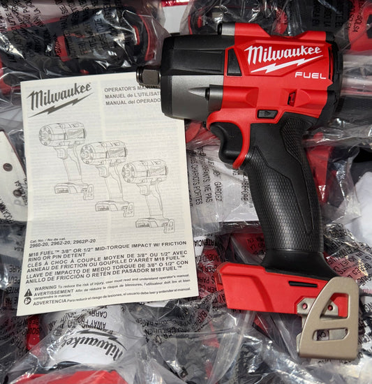Milwaukee M18 Fuel 1/2” Mid Torque Impact Wrench w/Friction Ring. Model #2962-20. (New from Kits)