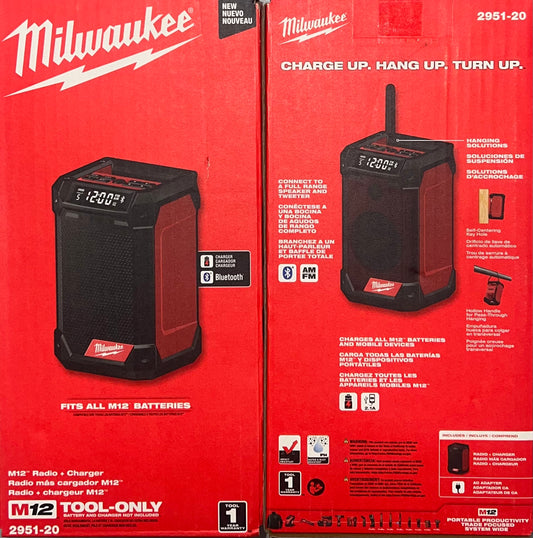 Milwaukee M12 Radio + Charger. Tool Only. Model #2951-20