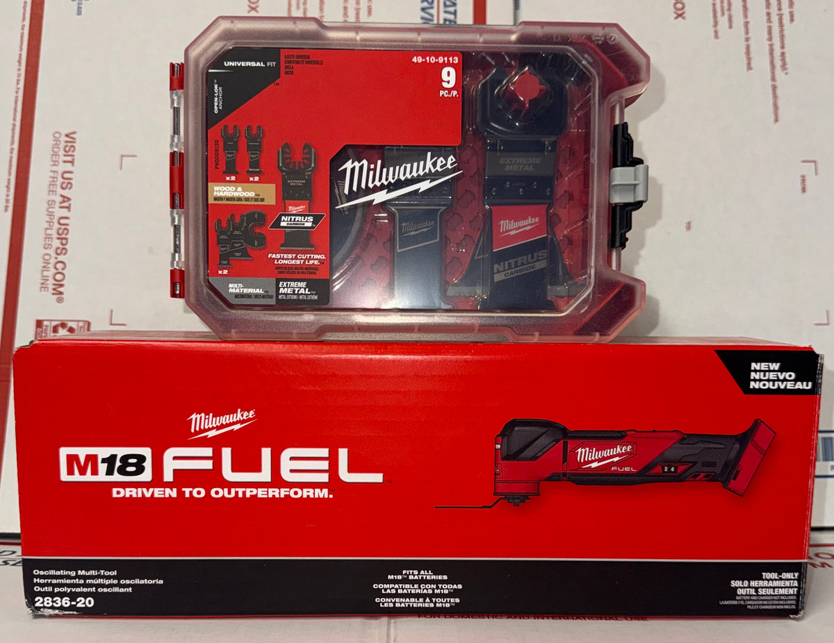 Milwaukee M18 Fuel Oscillating Multi Tool w/9pc Blade Set! Model #2836-20/49-10-9113