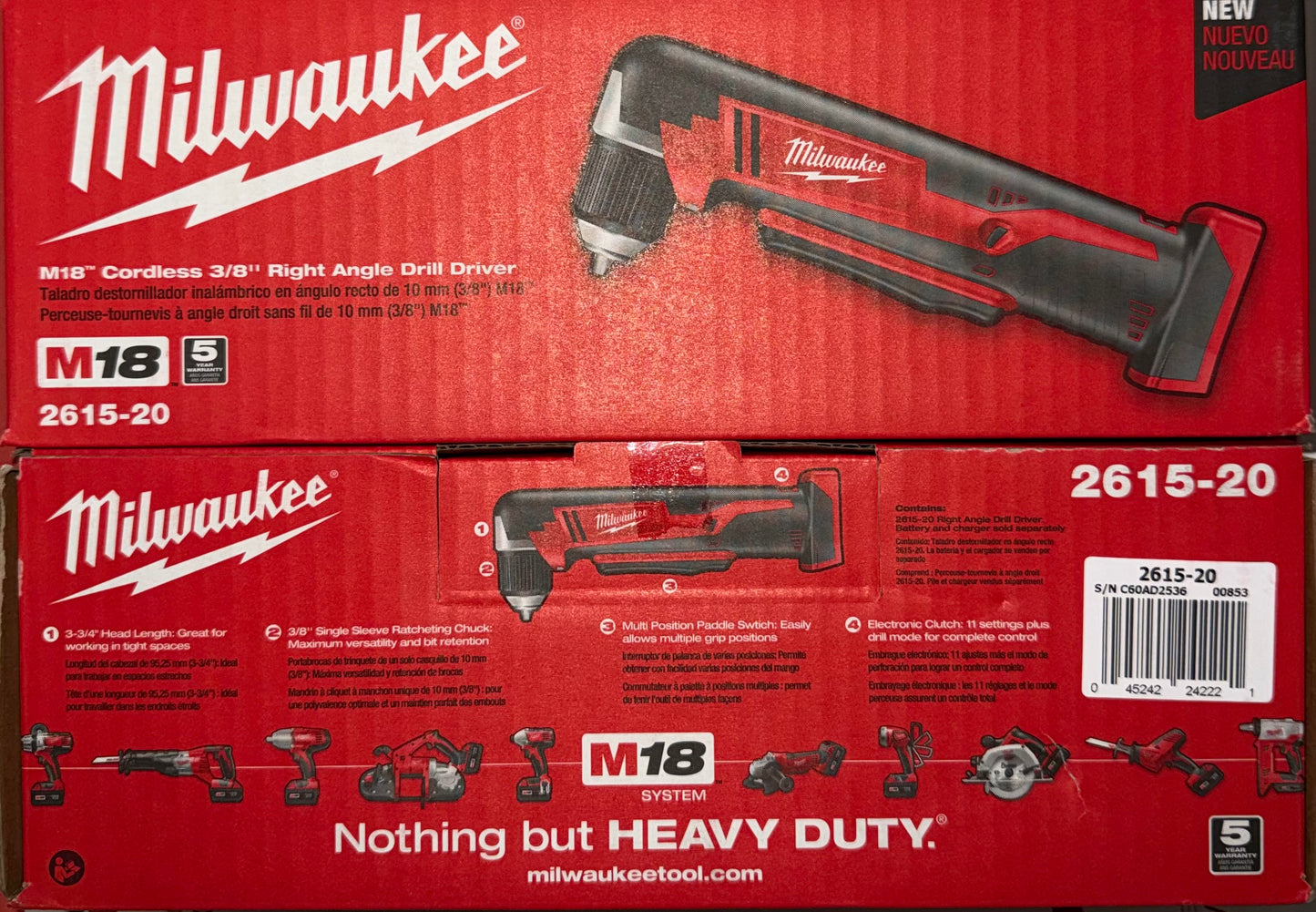 Milwaukee M18 3/8” Right Angle Drill/Driver. Model #2615-20