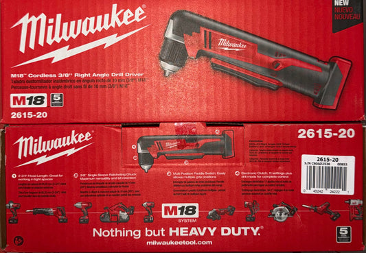 Milwaukee M18 3/8” Right Angle Drill/Driver. Model #2615-20
