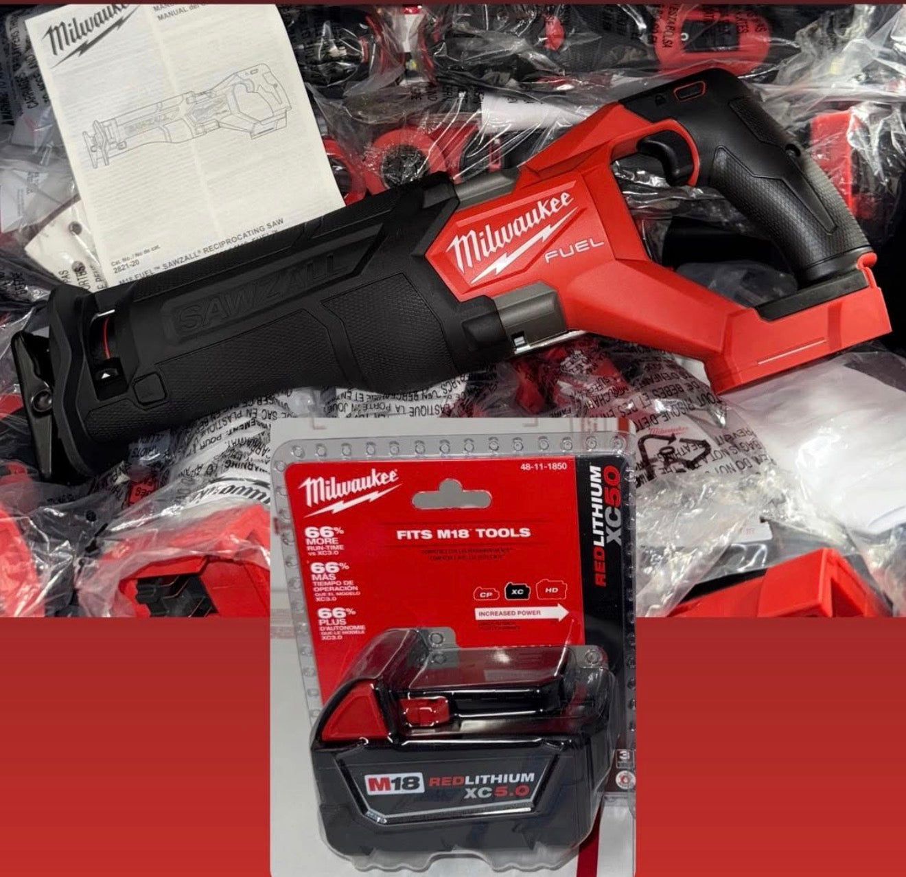 Milwaukee M18 Fuel Sawzall w/XC5.0 Battery! Model #2821-20 & 48-11-1850