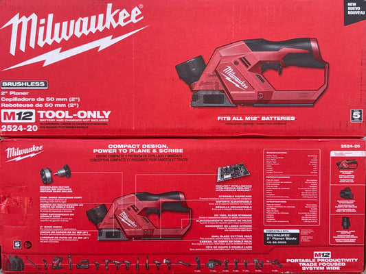 Milwaukee M12 Brushless 2in Planer. Model #2524-20