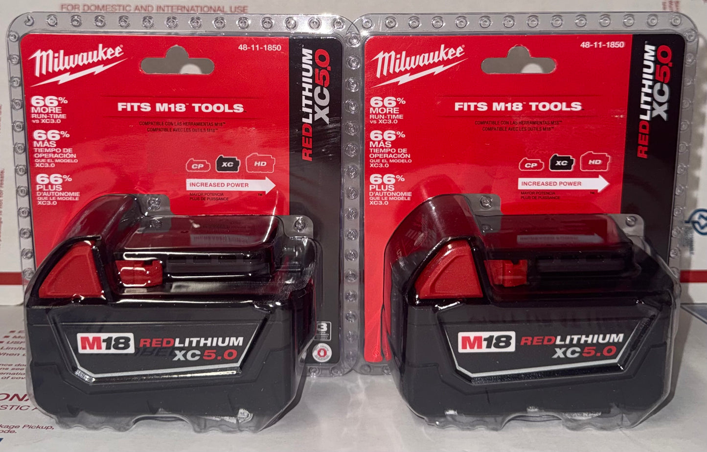 Milwaukee M18 XC5.0 Battery Set of 2! Model #48-11-1850(X2)