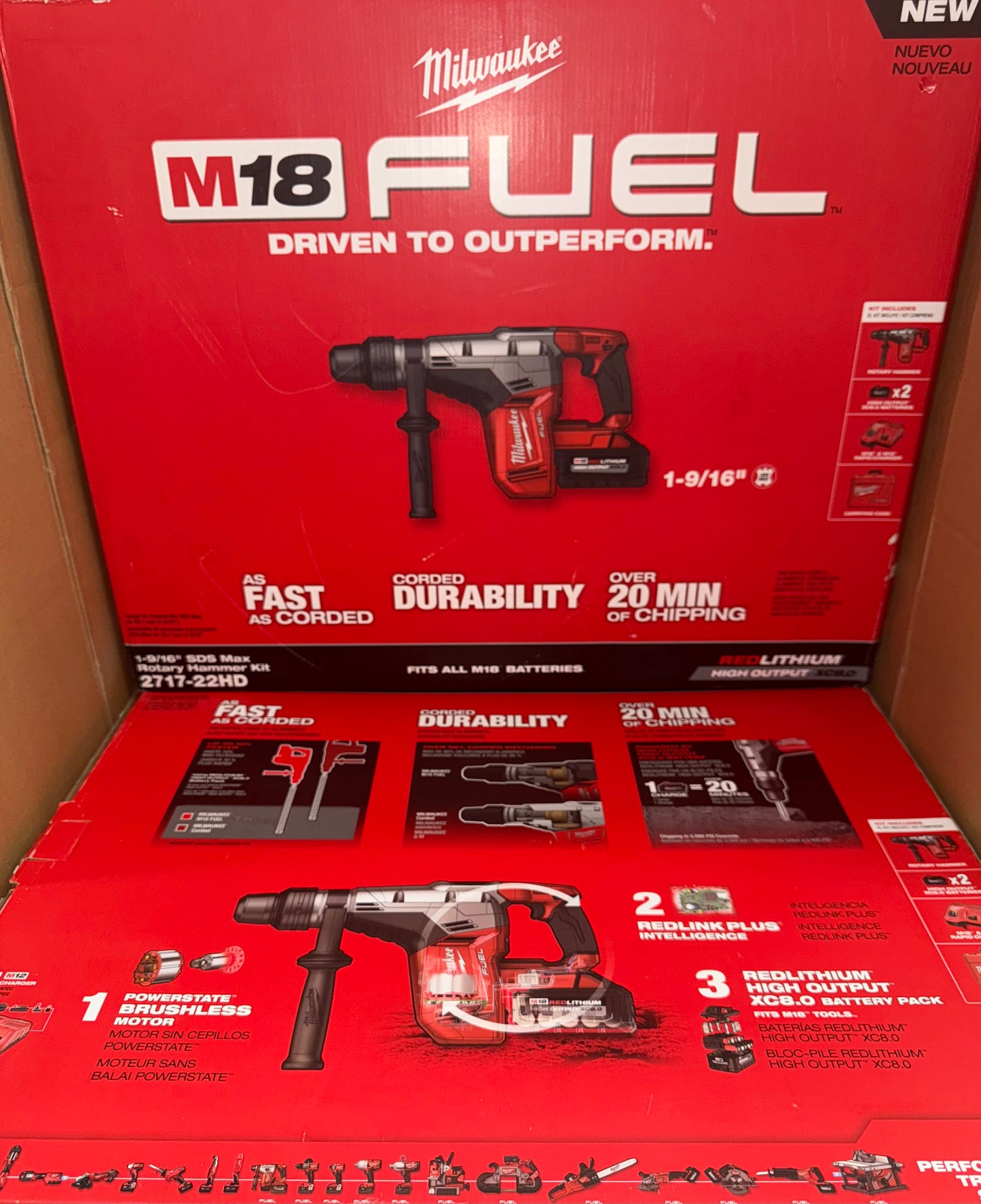 Milwaukee M18 Fuel 1-9/16" SDS MAX Rotary Hammer Drill Kit. Model #2717-22HD