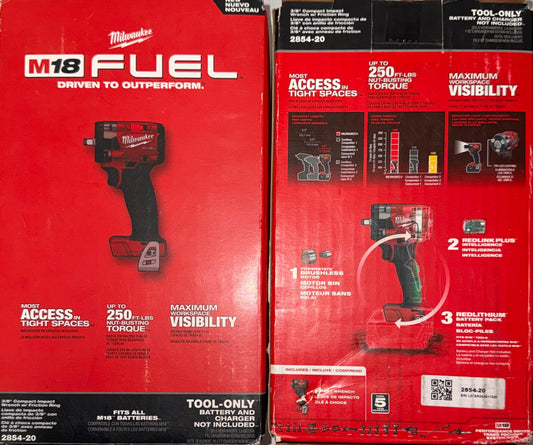 Milwaukee M18 Fuel 3/8” Compact Impact Wrench w/Friction Ring. Model #2854-20