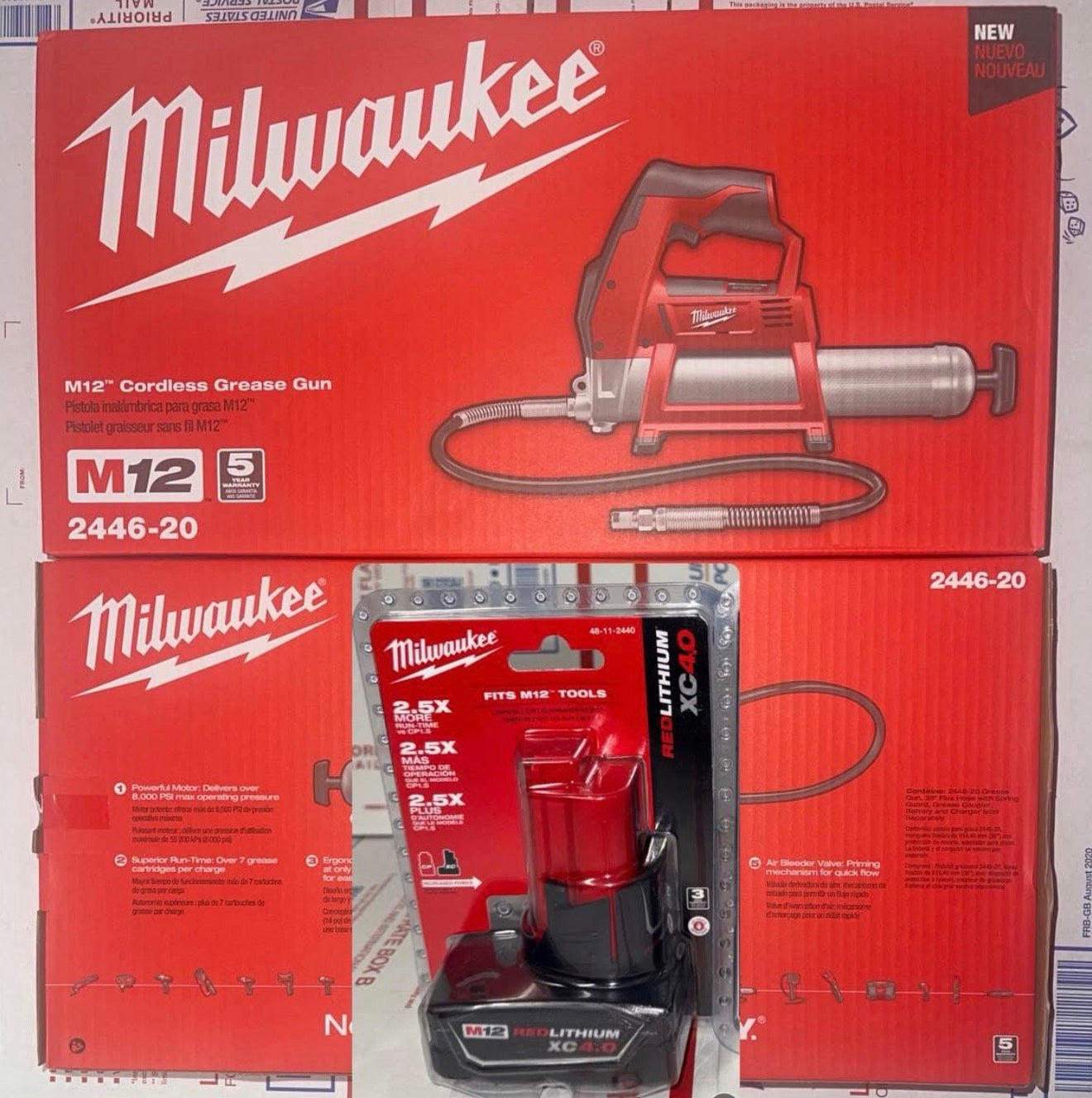 Milwaukee M12 Cordless Grease Gun w/XC4.0 Battery! Model #2446-20 & 48-11-2440