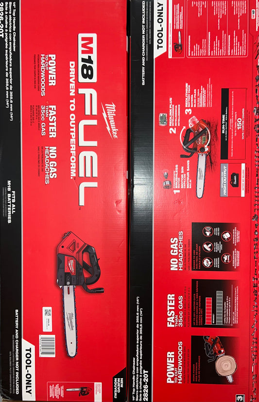 Milwaukee M18 Fuel 14” Top Handle Chainsaw. Model #2826-20T