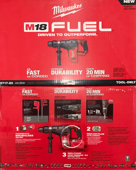 Milwaukee M18 Fuel 1-9/16" SDS MAX Rotary Hammer Drill. Model #2717-20