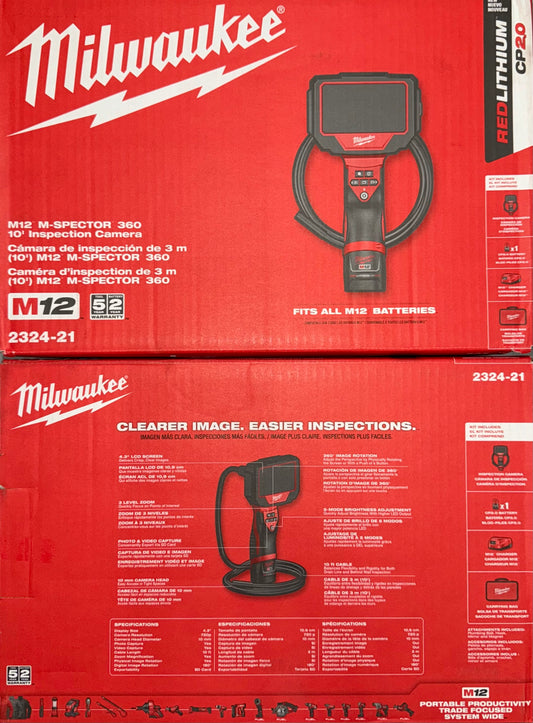 Milwaukee M12 M-Spector 360 Degree 10ft Inspection Camera Kit. Model #2324-21