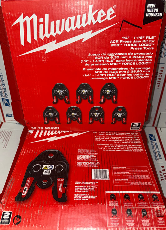 Milwaukee 1/4”-1-1/8” RLS ACR Press Jaw Kit for M18 Pro Press (Sold Separately). Model #49-16-2662R