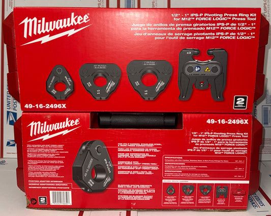 Milwaukee 1/2”-1” IPS-P Pivoting Press Ring Kit for M12 Pro Press (Sold Separately). Model #49-16-2496X