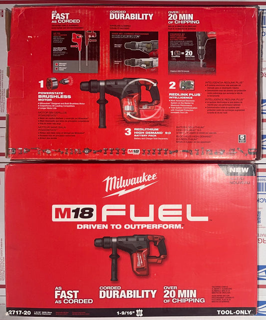 Milwaukee M18 Fuel 1-9/16" SDS MAX Rotary Hammer Drill. Model #2717-20