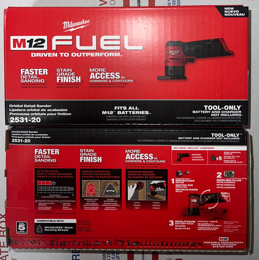 Milwaukee M12 Fuel Orbital Detail Sander. Model #2531-20