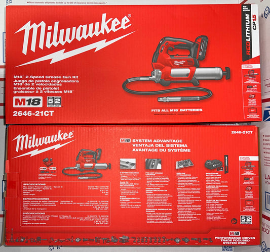 Milwaukee M18 2-Speed Grease Tool Kit. Model #2646-21CT